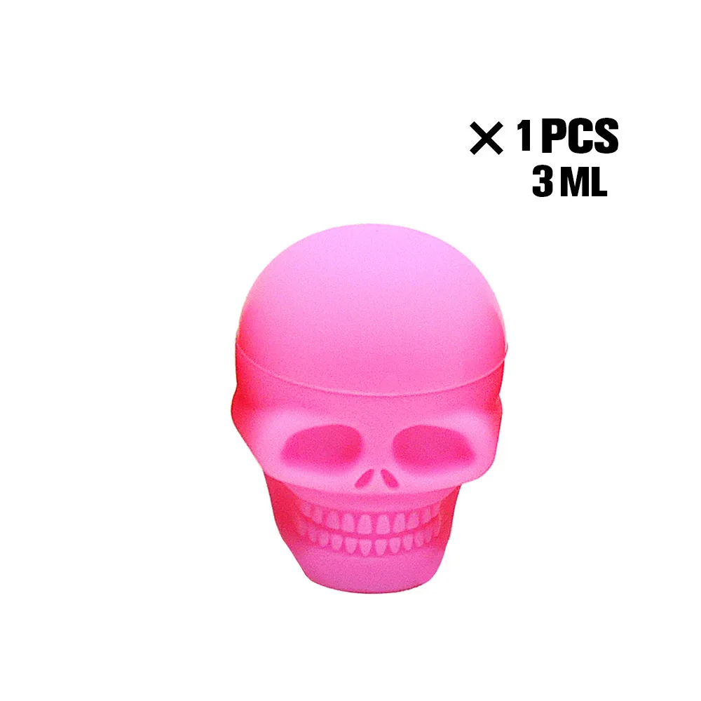 Pink-3ML 2 размеры силиконовый контейнер антипригарное силиконовые баночки контейнеры для хранения масла ящик для банки контейнер Череп Форма - Цвет: Pink-3ML
