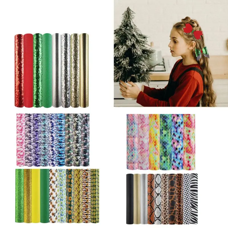 

Sunflower Christmas Leopard Camouflage Printed DIY PU Synthetic Leather Sheet for Earrings Hair Bows and Craft Making