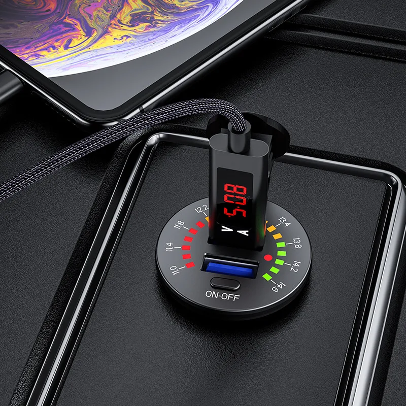 4 8a dual usb car charger socket with led voltmeter display mobile phone charger adapter for car motorcycle marine boat free global shipping