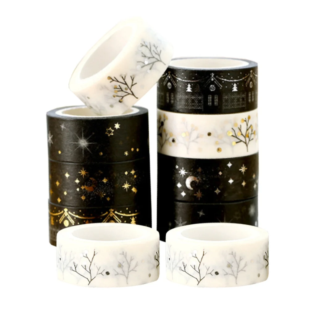 

10 Rolls Students Washi Tapes Gold Foil DIY Tapes Journal Tapes (Mixed Style)