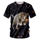 Футболка мужская короткая с 3D-принтом, пикантная рубашка в стиле хип-хоп, с принтом неба, звезды, кота, 7XL