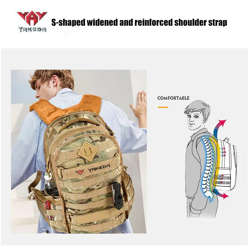 

YAKEDA 40L MilitaryTactical Backpack Man MOLLE Camouflage Bag 1000D Waterproof Rucksack Outdoor Hiking Travel Hunting CS Bags