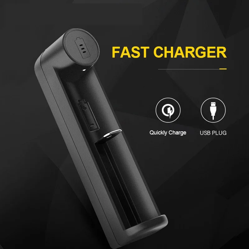 

Battery charger Smart charging 1 slot USB 18650 26650 18350 32650 21700 26700 26500 Li-ion Rechargeable Battery charger