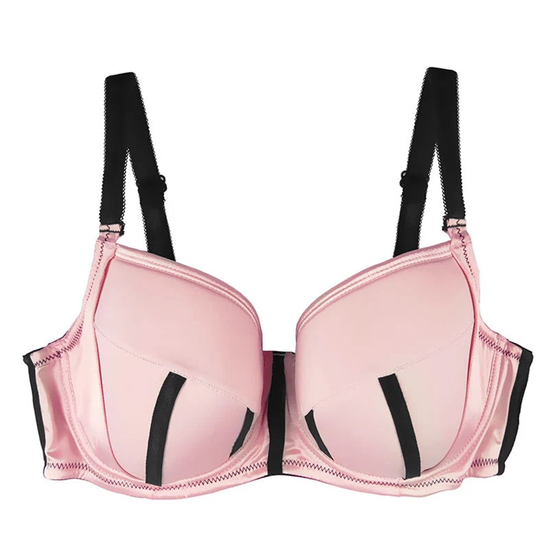 5231 New Plus Size Bra Set Women's Pink Full Cup Underwire  Bra and Lace Thong Underwear Set 32-44 D-G