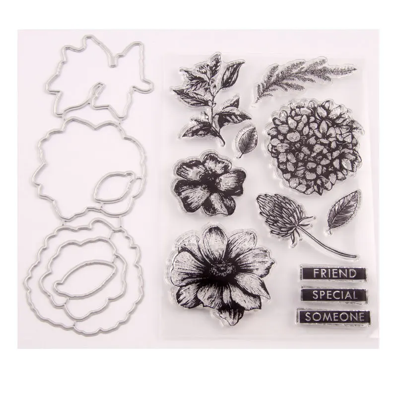 

2121 Flowers Bird Stamp and Dies Transparent Clear Silicone Stamp Cutting Die Set for DIY Scrapbooking Photo Decorative