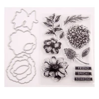 2121 flowers bird stamp and dies transparent clear silicone stamp cutting die set for diy scrapbooking photo decorative