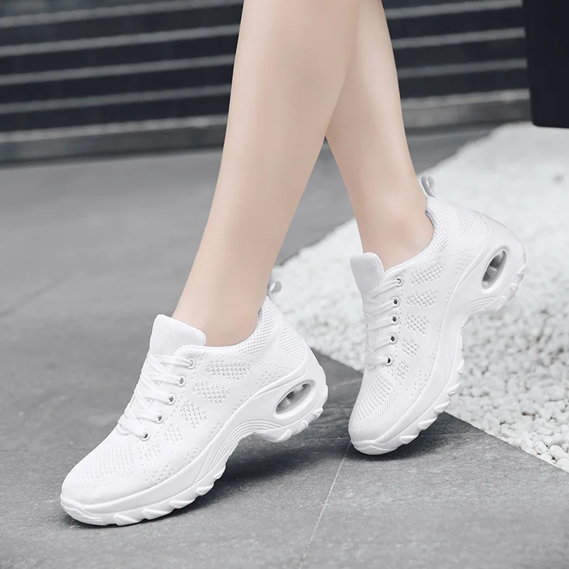

2021 Autumn Women Sneakers Running Shoes Flat Lace-up Platform Sneakers For Women Black Breathable Mesh Sock Sneakers Shoes
