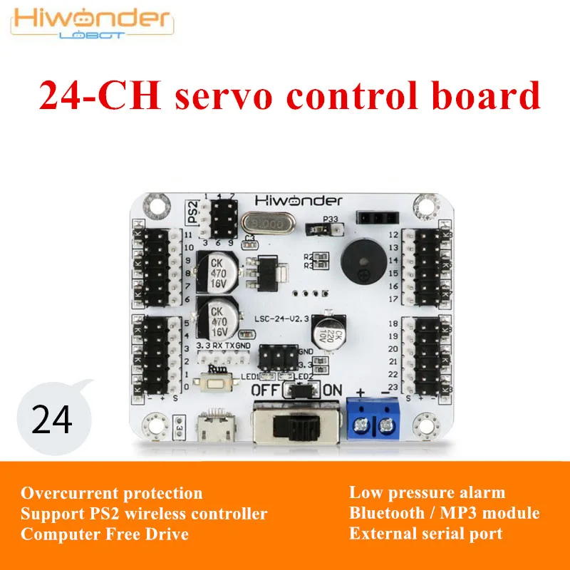 Лобот 24-канальный сервоконтроллер/плата управления с поддержкой модуля Bluetooth MP3 для самостоятельной сборки робота.