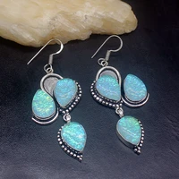 gemstonefactory big promotion 925 silver gorgeous dichroic glass magic women ladies jewelry gifts dangle drop earrings 20212033