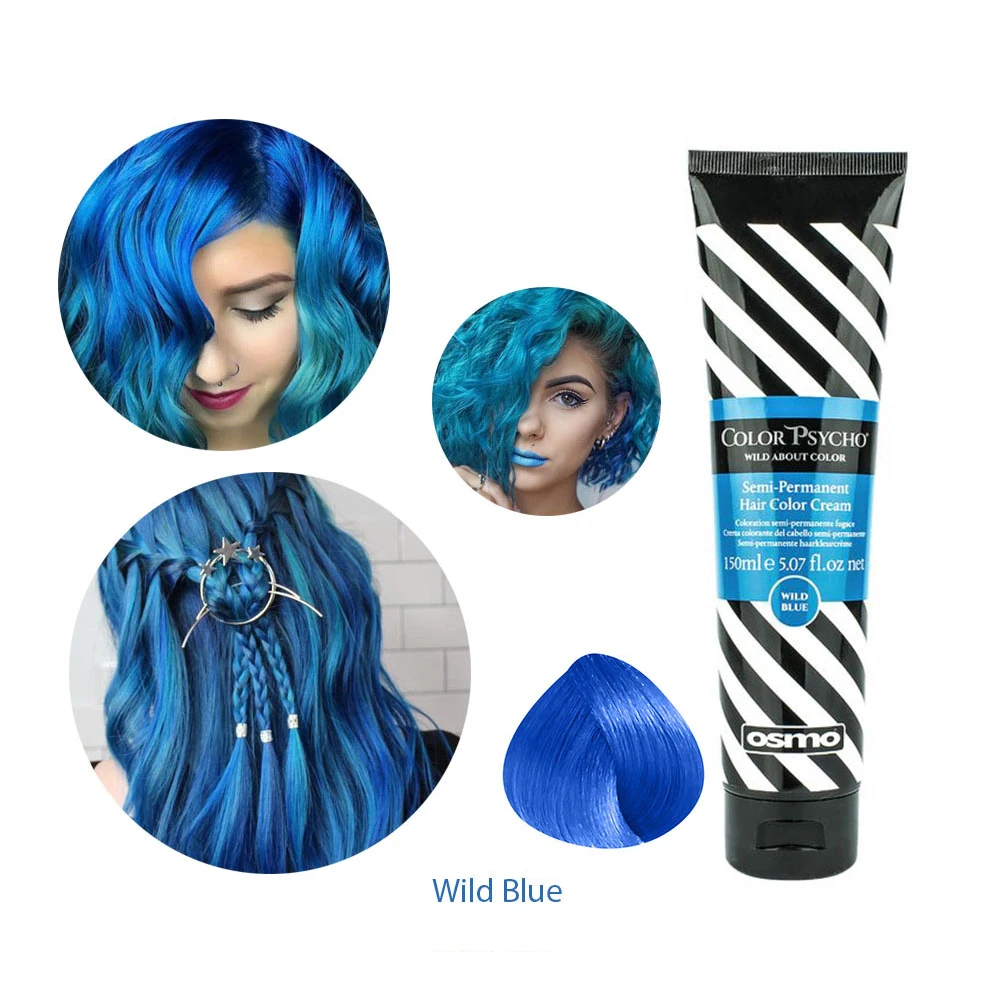 Купить цветную краску. Краска Color Psycho Wild. Краска для волос Osmo Color Psycho Wild Cobalt синий дикий, 150 ml. Краска для волос цветеач. Синяя краска для волос.