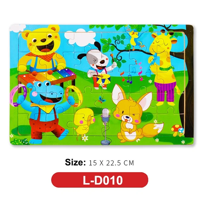 L-D010 Горячая новинка 30 шт. деревянный пазл животное детская игрушка деревянные пазлы мультяшный автомобиль Обучающие Развивающие игрушки для детей - Цвет: L-D010