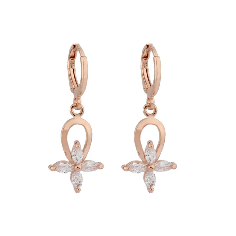 

New Trendy Earrings Elegant Earrings for Women 585 Rose Gold Color Jewelry Luxury Cubic Zircon Drop Earrings Jewelry 2021