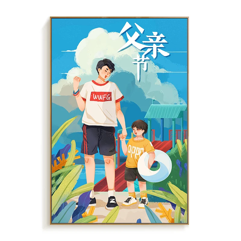 Масляные картины на День отца по номерам с папой и его детьми акриловые краски