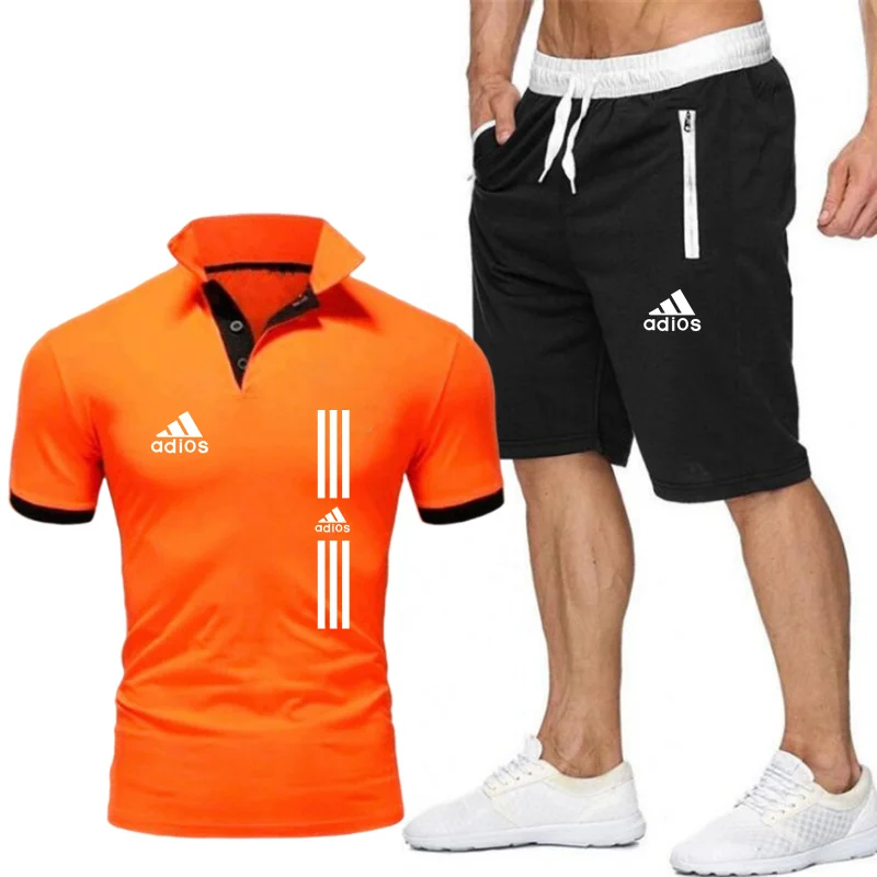 

2021 conjuntos de camisas polos + calÃ§as de dois conjuntos de duas peÃ§as casual treino masculino/feminino terno imprimir topos +