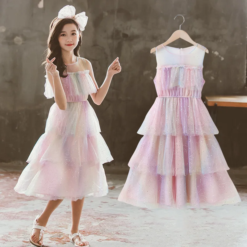 

Летнее платье с юбкой до колен, на Возраст 3-13 лет