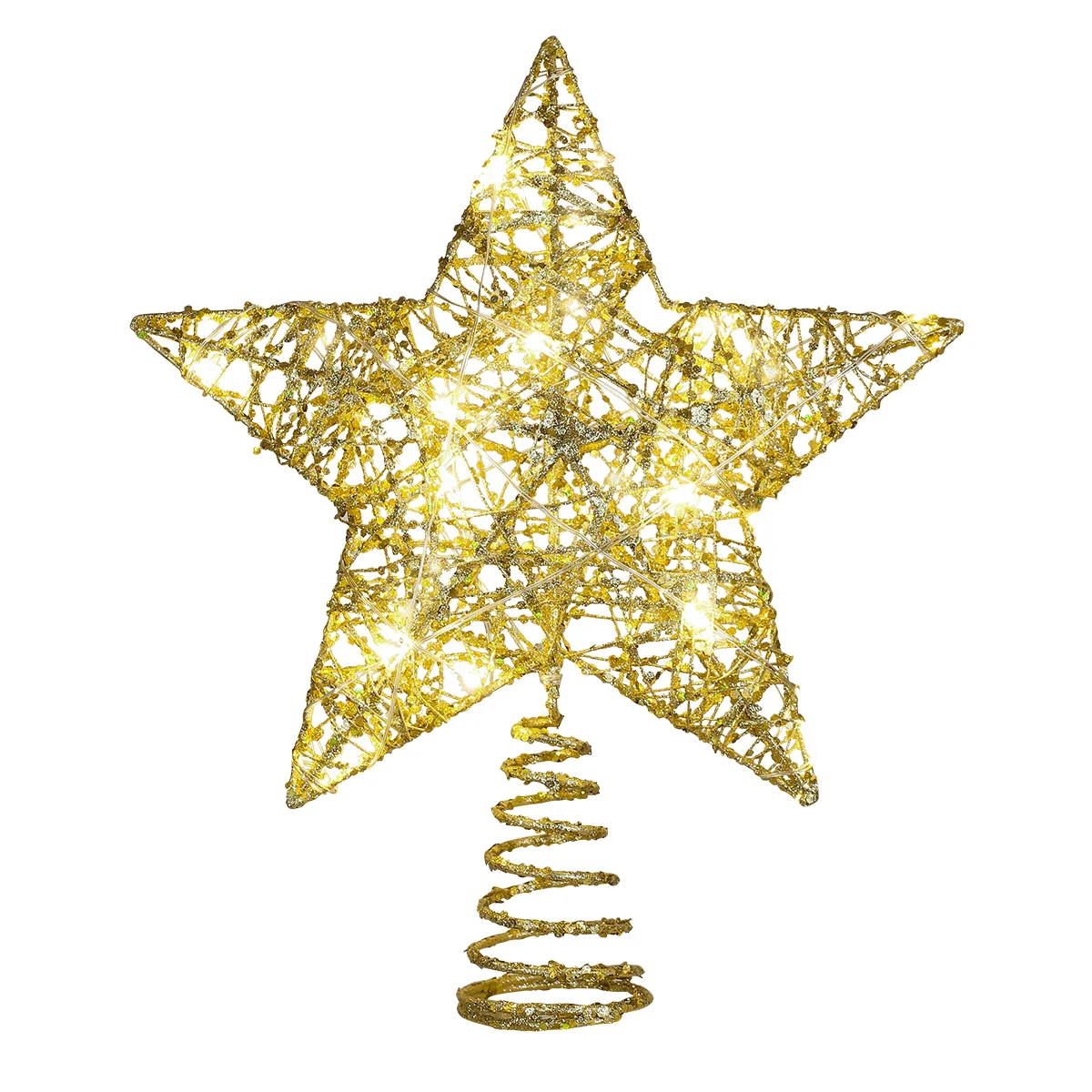 

Yardwe, топпер для рождественской елки, звезда, блестящая, железная проволока, тройная звезда с 20 светодиодами, гирлянда, украшение для рождеве...
