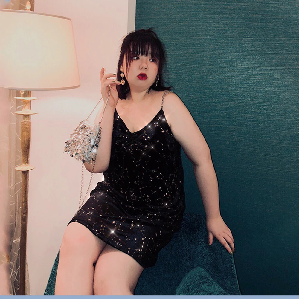 Женское бархатное платье-мини с принтом звезд без рукавов | Женская одежда