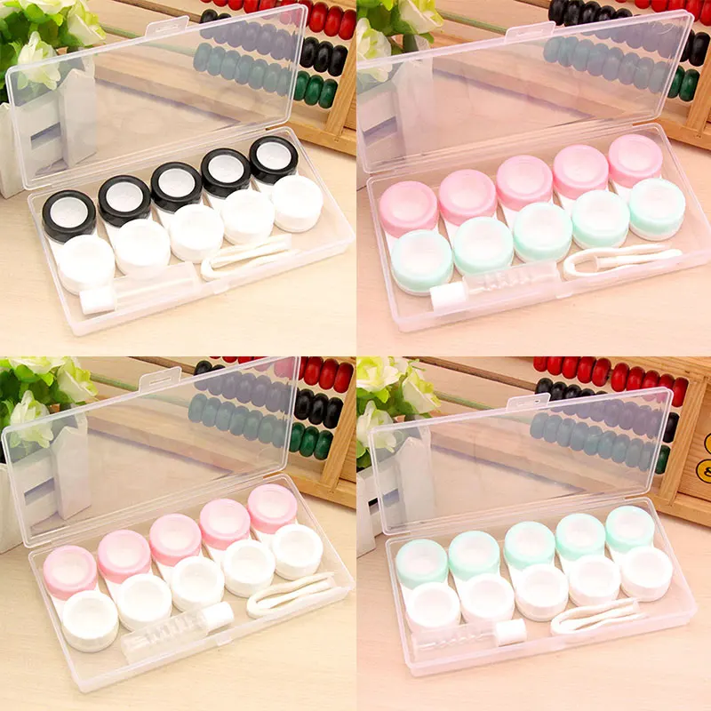 5 Pairs Contact Lens Box Holder Travel Portable Small Lovely Clear Eyewear Bag Container Contact Lenses Soak Storage Case
