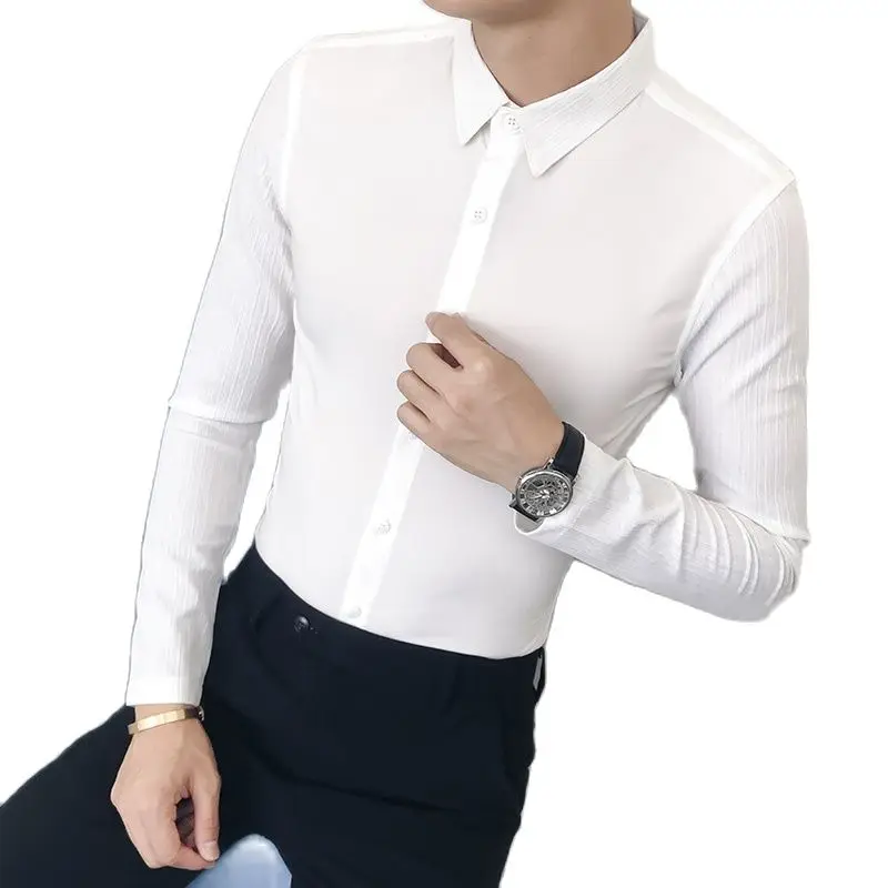 Мужская однобортная Водолазка с длинным рукавом черная классическая рубашка