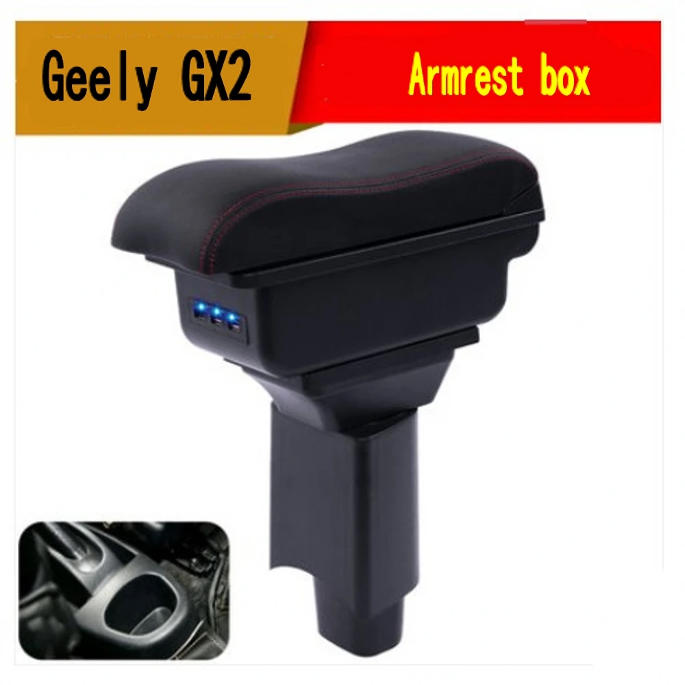 

For Geely GX2 armrest box USB Charging heighten Double layer central Store content cup holder ashtray accessories