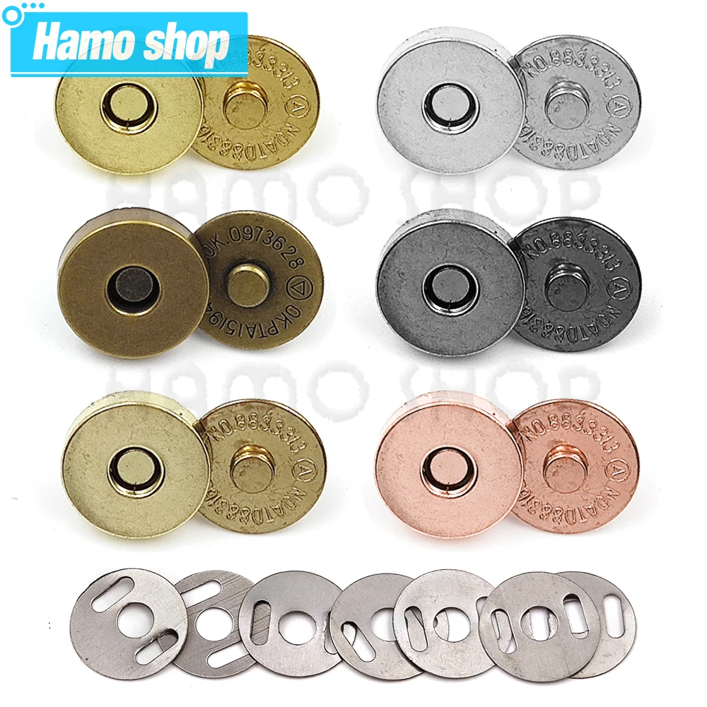 

10sets/lot Magnetic Snap Fasteners Clasps Buttons Handbag Purse Wallet Craft Bags Parts Accessories Adsorption Buckle 14mm 18mm