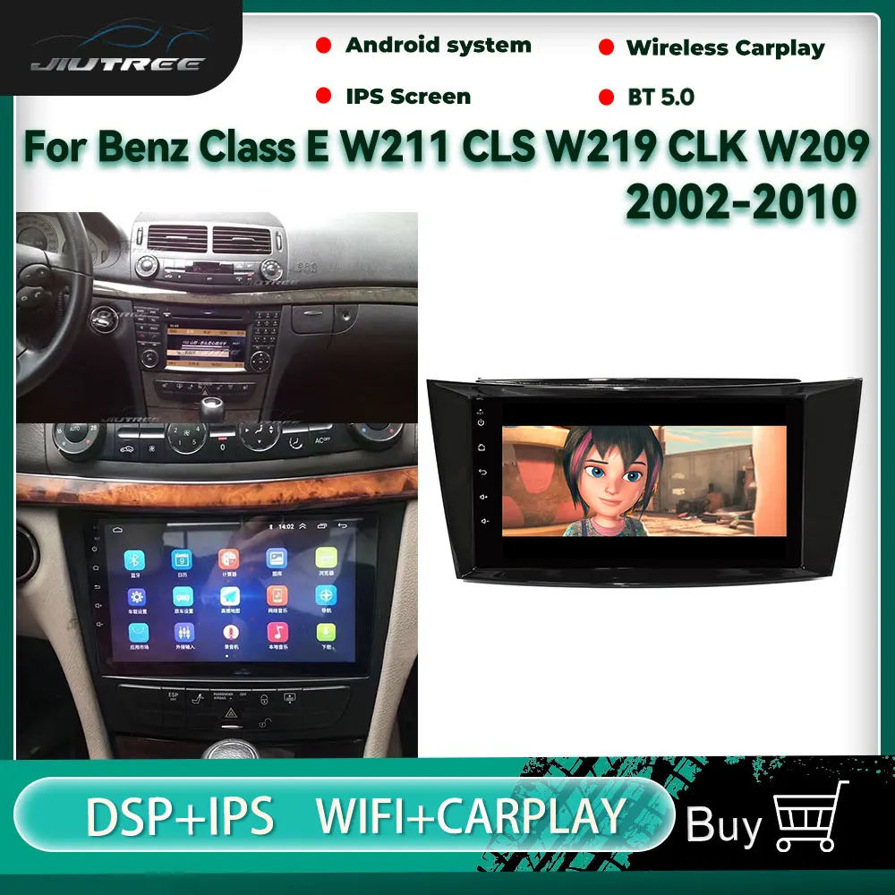 

Автомобильная магнитола на Android 11 для Benz Class E W211 CLS W219 CLK W209 2002-2010, автомобильное стерео радио, мультимедийный плеер, беспроводное головное устройство