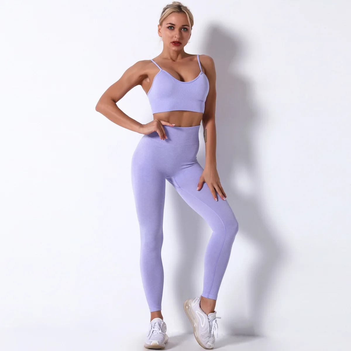 2Pcs Women Sport Suit Gym Set Crop Top Seamless Legging Push Up Workout Running Clothing Gym Wear Athletic Sportsuit Bra Set
