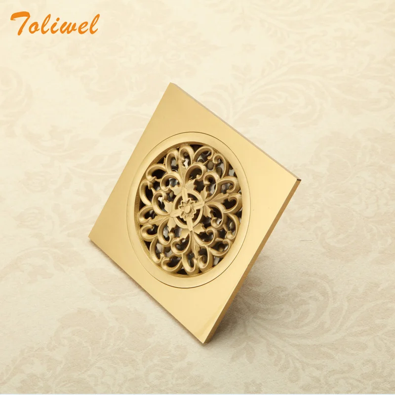 Полированная Ванная комната из латуни квадратный водосток для душа напольная