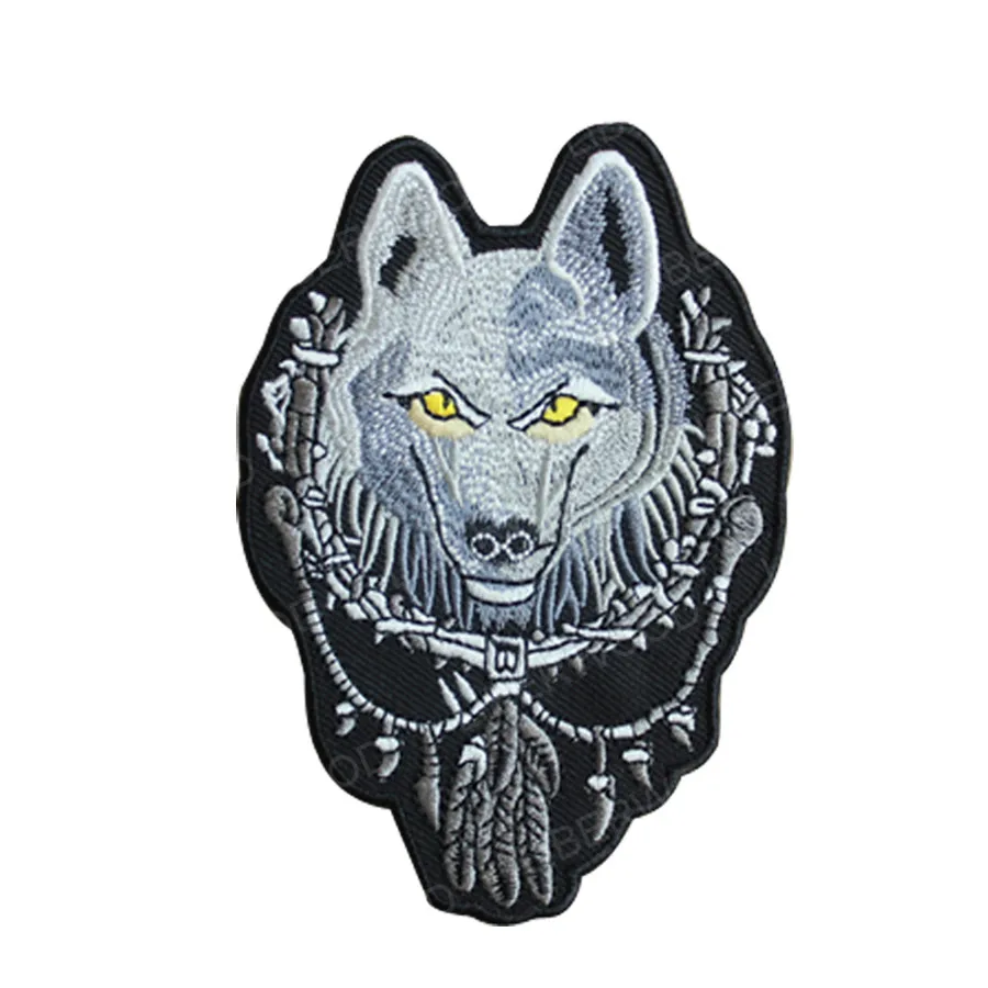 Wolf Totem Тактические животные Череп шлем перо медведь Tigher Волк Акула Банни оружие военное боевой дух нашивка вышитый значок эмблема - Цвет: Wolf Totem