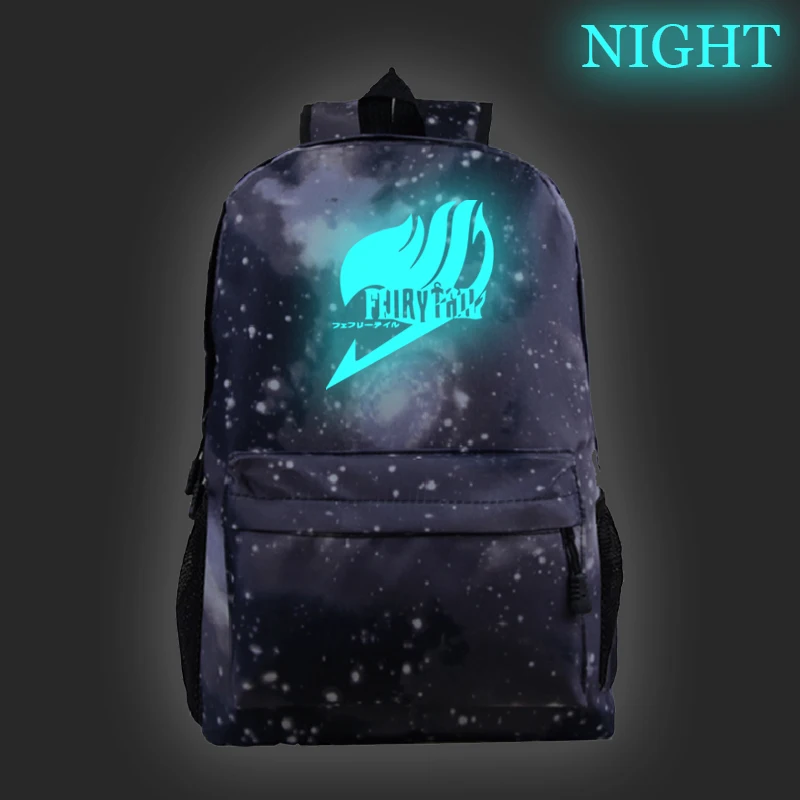 

Anime Fairy Tail Students Backpacks Boys Girls Luminous Backpack Galaxy Teenagers Back Pack Travel Bagpack Ladies Schoolbags