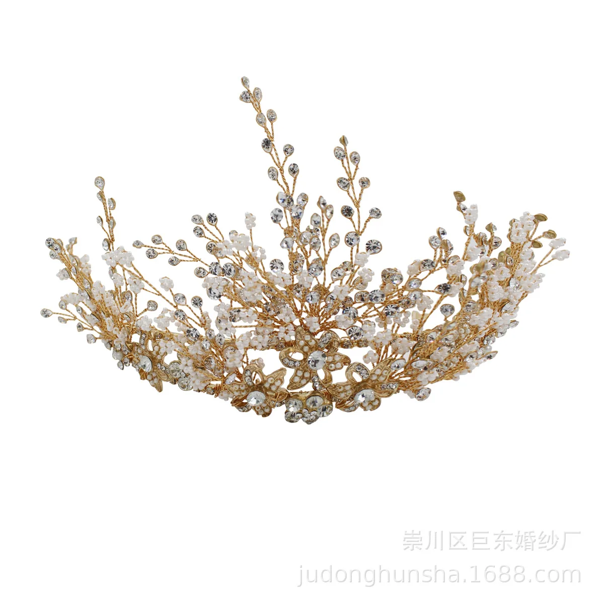 

Leliin Gold Bridal Hair Tiara Crown Wedding Hair Headpiece Crystal Hair Barrette bride Hair Pins Hair Jewelry
