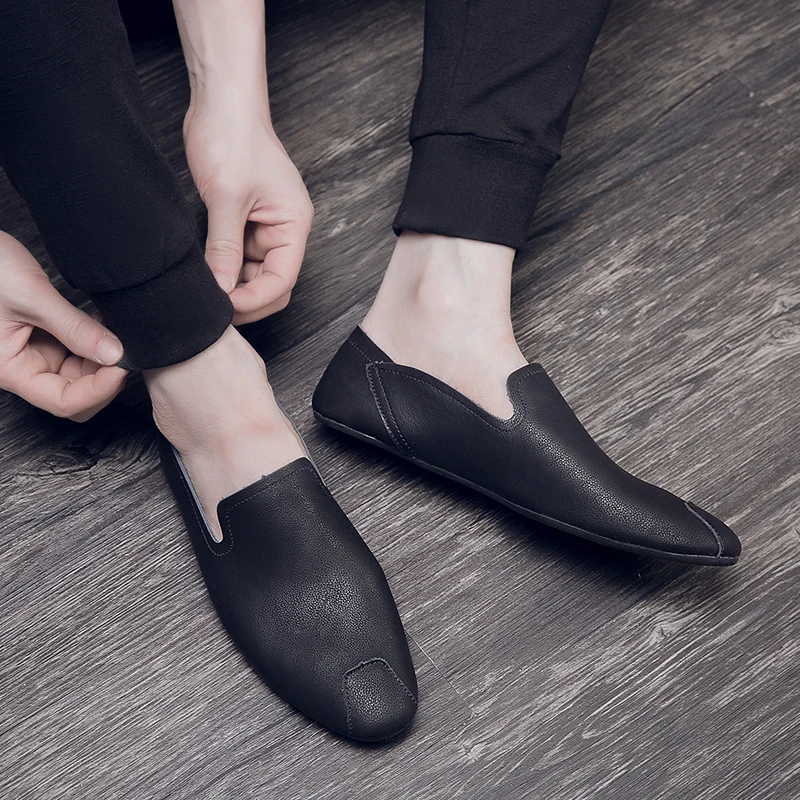 

Minimalist Shoes for Men Flat Designer Shoes Men Casual Slip-on Leather Footwear Comfortable Boat Shoes Mens Loafers Moccasins