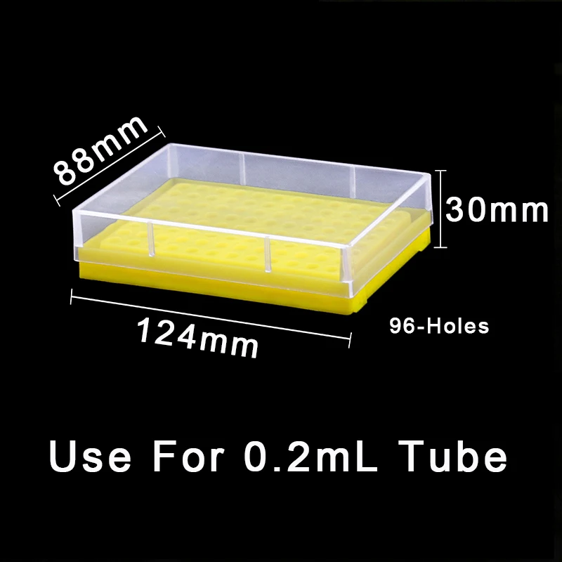 96 Sockets Plastics Centrifuge Tube Rack With Transparent Lid 0.2ML Centrifugal Tube Holder Laboratory Supplies 3pcs