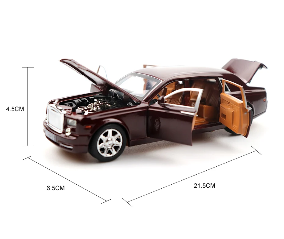 Модель 1/24 года. Модель Rolls-Royce из красного металла. Модель высокого масштаба. Модель для моделирования автомобиля. Игрушечный подарок из сплава