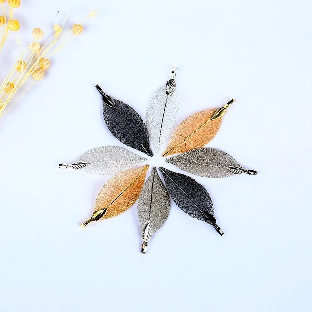 

Natural Leaf Necklace Clavicle Chain Plating Women's Necklace Jewelry Sweater Chain DIY Crafting Pendant Exquisite Gift 20x50mm