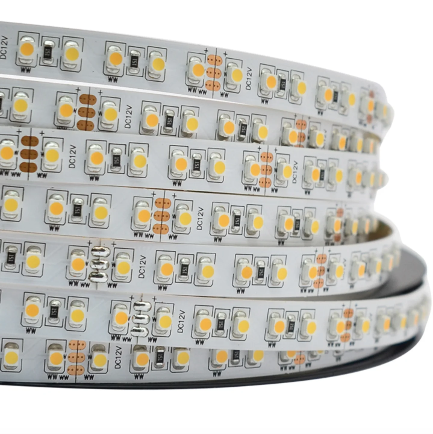 

12V/24V DC, 120leds/m smd 3528 (600led/5m) led WW CW strip light, CW+WW CCT Tunable.