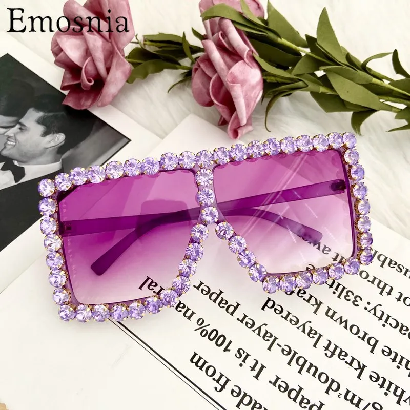

2020 Big Diamond Square Sunglasses Oversize Rhinestone Vintage Sun Glasses Women Men Female Fashion Crystal Eyewear Top Quality