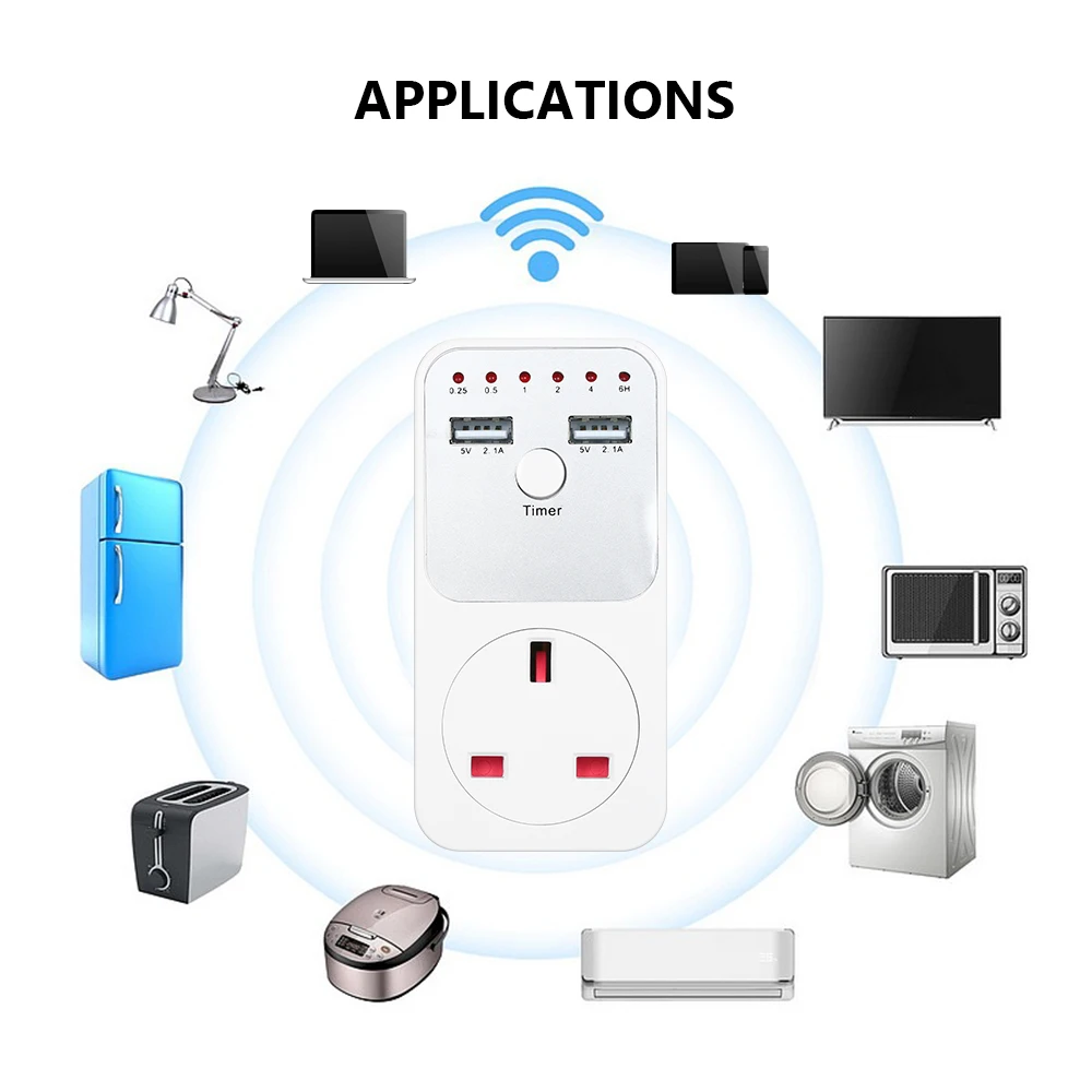 Розетка с таймером обратного отсчета 2 USB-портами 5 В штепсельная розетка таймер
