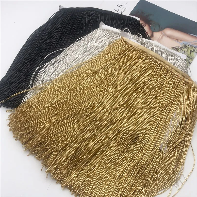 5 метров золото серебро черный. Красный и розовый 30 см(12 дюймов) стеклянный бисер бахрома лампа костюм отделка ремесла