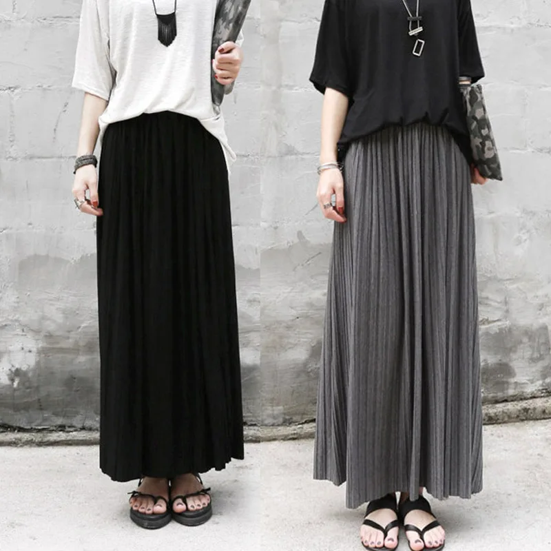 Юбка женская плиссированная макси элегантная однотонная длинная школьная в