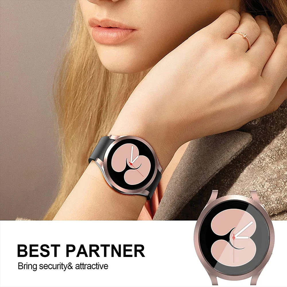 Glass+Case for Samsung Galaxy Watch 4 44mm 40mm All-Around Bumper Shell+Screen Protector Samsung Galaxy Watch 5 40mm 44mm Cover