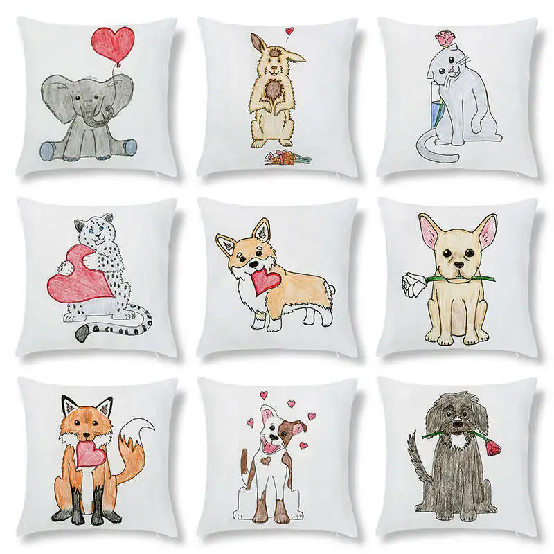

45X45CM New Painted Pet Peach Skin Valentine's Day Pillow Cover Car Sofa Pillow Cushion Wholesale