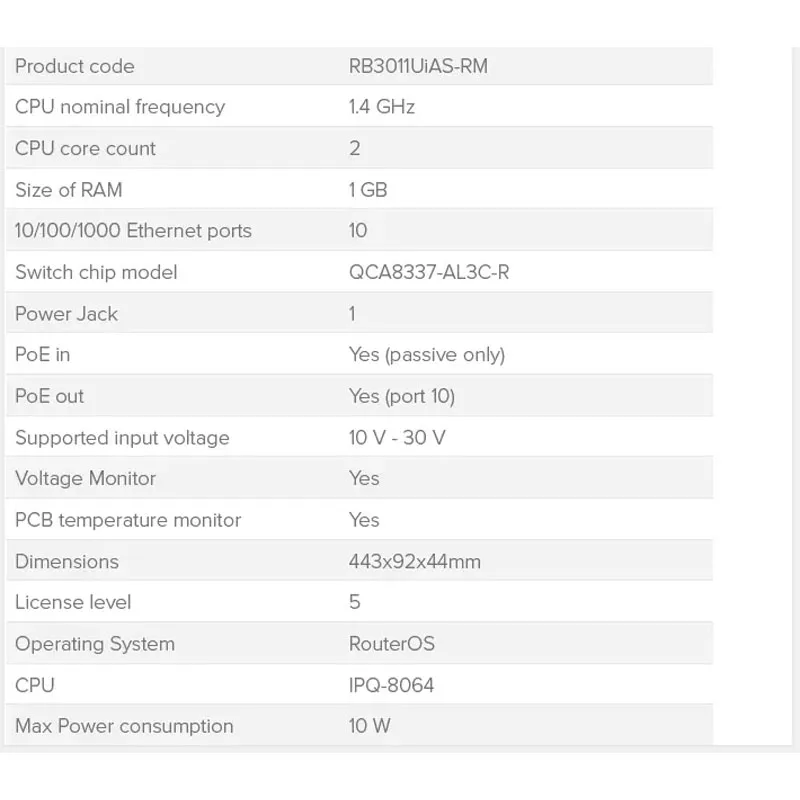 Многопортовое устройство MikroTik RB3011UiAS-RM POE ethernet роутеры