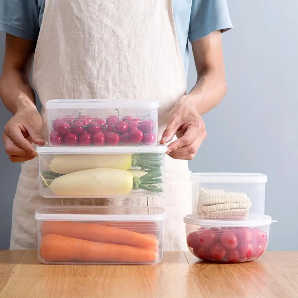 

Plastic Food Storage Containers Set Food Storage Box Rice Container Reusable Fridge Pantry Storage Sealed Fresh Keeping Box