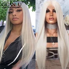 #60 цвет, Платиновый кружевной передний парик из человеческих волос, предварительно выщипанный бразильский Реми, прямой пепельный белый блонд, кружевной парик, отбеленные узлы