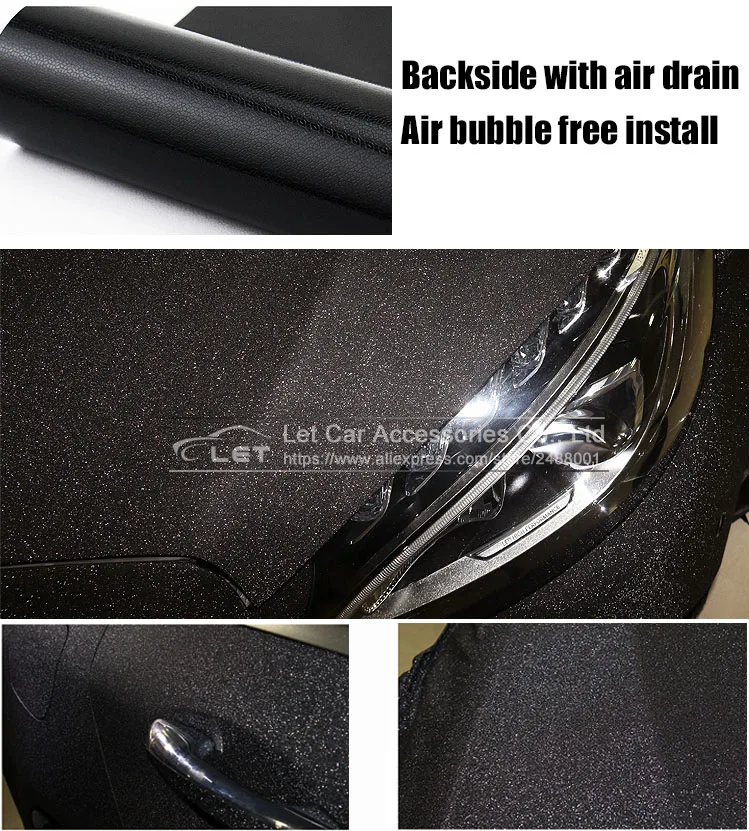 Автомобильный Стайлинг черные блестящие виниловые пленки с бриллиантами