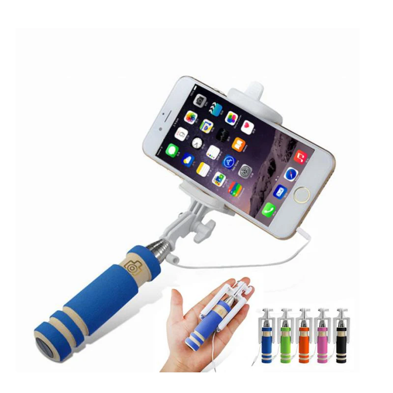 Мини Выдвижная ручная селфи-палка проводной пульт дистанционного спуска затвора