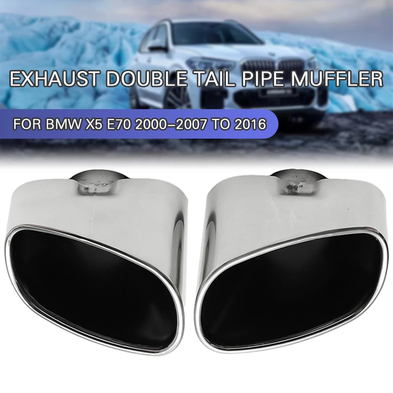 

Chrome Exhaust Dual Tail Pipe Muffler Tip Stainless Steel For BMW X5 E70 2000 2001 2002 2003 2004 2005 2006 2007 To 2016
