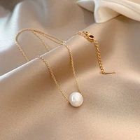 xiyanike 316l stainless steel new trend romantic pearl pendant necklace clavicle chain for women gift fashion jewelry wholesale