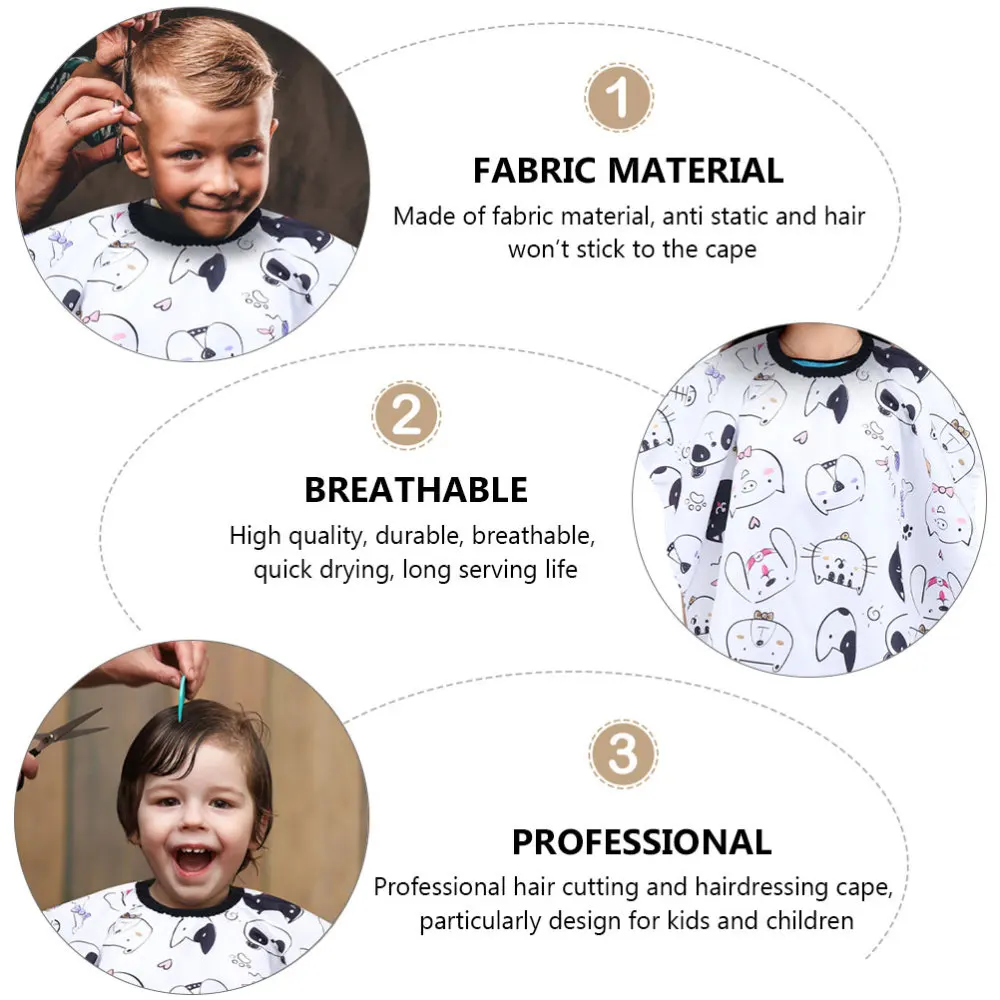 

2Pcs Cartoon Kids Haircut Cape Gown with Neck Duster Hairdressing Supplies